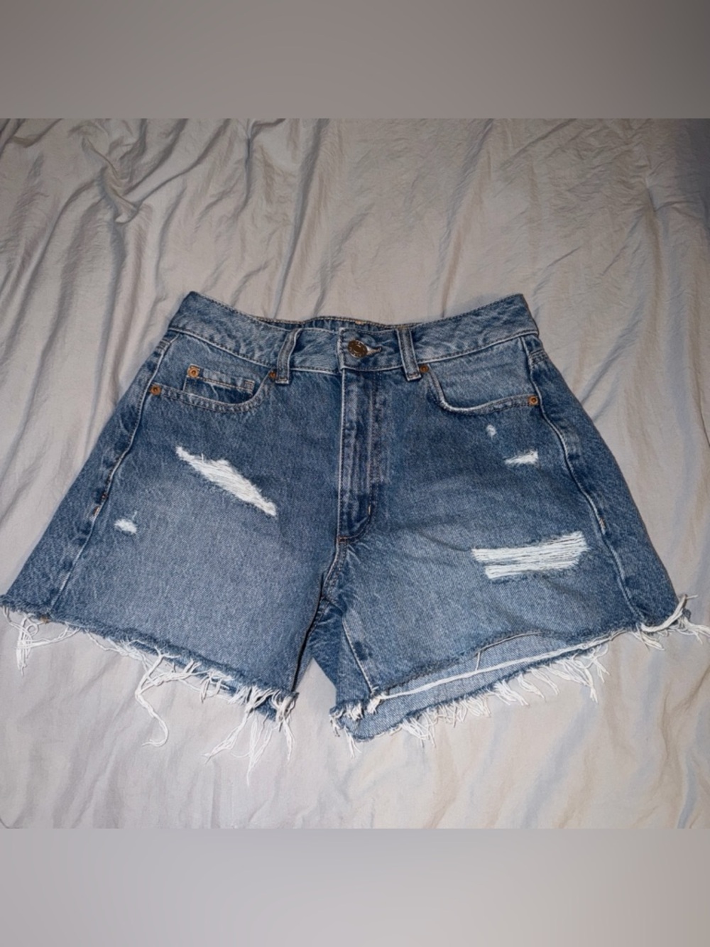 Garage Distressed Denim Mom Shorts
